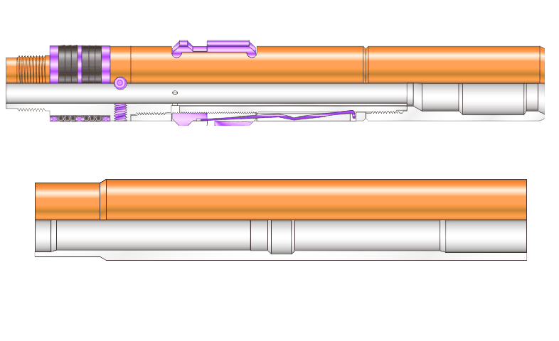 Render of flow control equipment: sliding sleeve and landing nipple